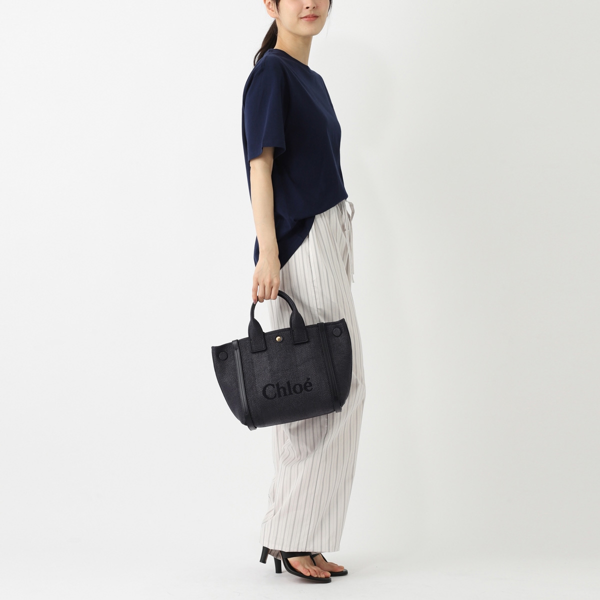 CHLOE クロエ CARRY 2WAYトートバッグ BLACK NAVY Chloe クロエ トートバッグ 2WAY/ショルダーバッグ/CHLOE CARRY