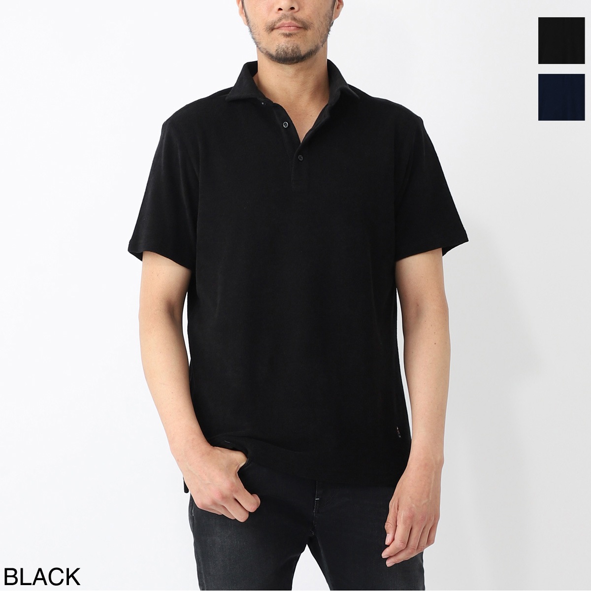 GUY ROVER ギローバー 鹿の子 ポロシャツ XＬ 黒 半袖 ギローバー / GUY ROVER / ポロ シャツ / カッタウェイ コットン