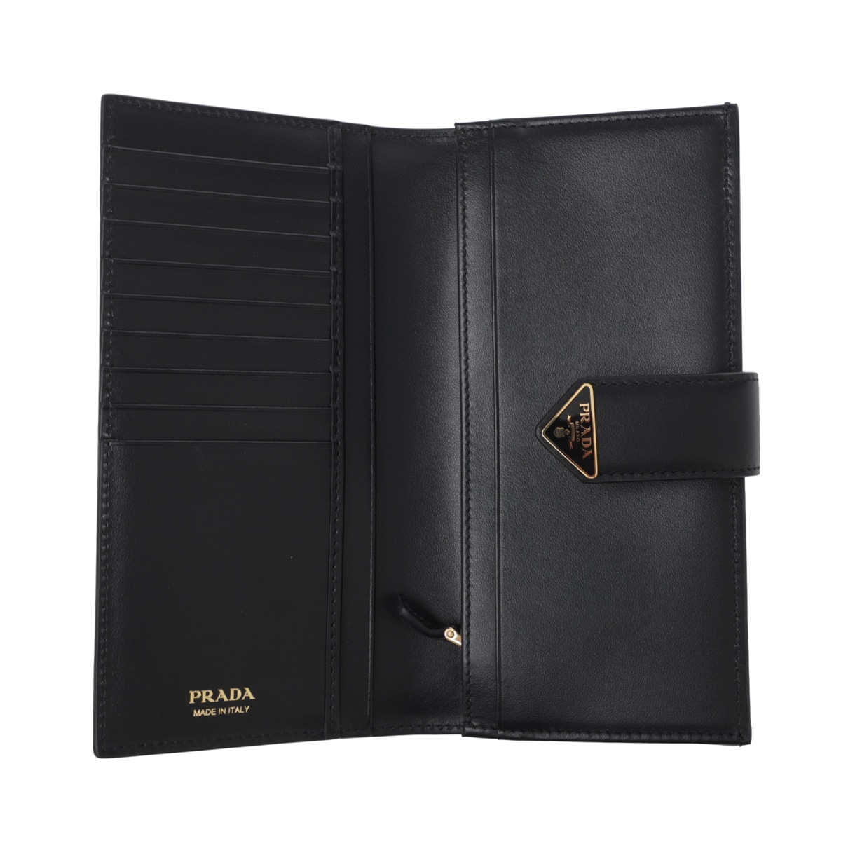 PRADA ブラック 長財布(小銭入れあり) 黒 1MV025 未使用級 プラダ サフィアーノ 長財布 ブラック 小銭入 レザー 1MV025