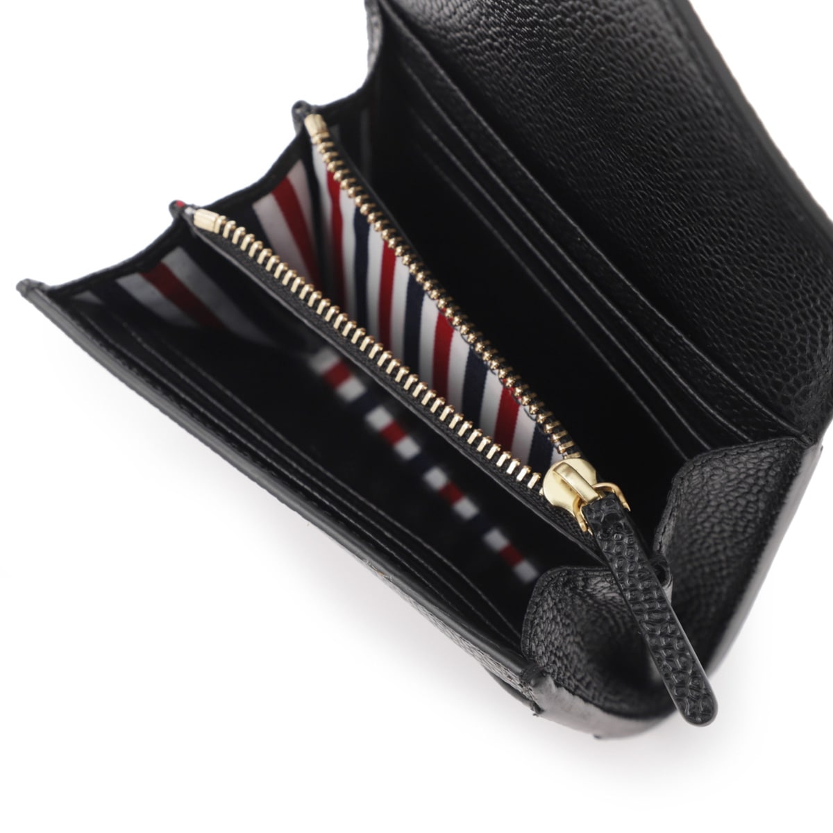 THOM BROWNE ショートジップ財布 ブラック THOM BROWNE. トムブラウン コインケース/チェーンウォレット/PEBBLED