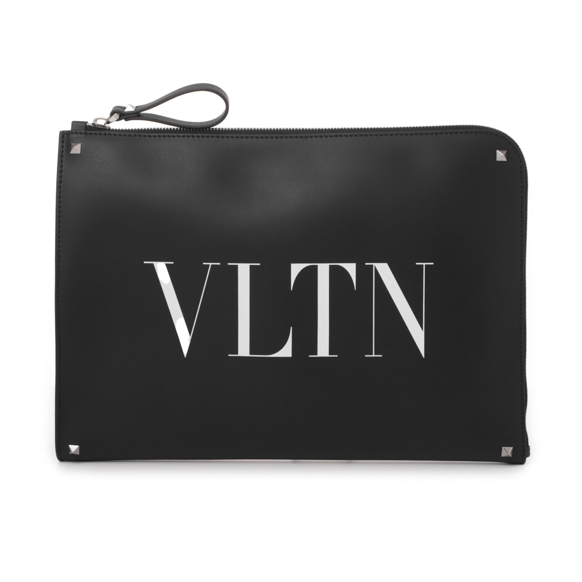 美品 ヴァレンティノガラヴァーニ レザー クラッチバッグ スタッズ ネイビー VALENTINO - ヴァレンチノ Valentino ロックスタッズ セカンド