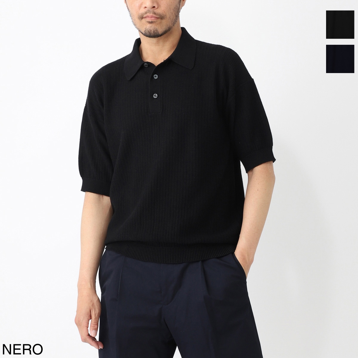 Mademoiselle NONNON サックスブルー ポロシャツ Ｌサイズ Mademoiselle NON NON / マドモアゼルノンノン （レディース
