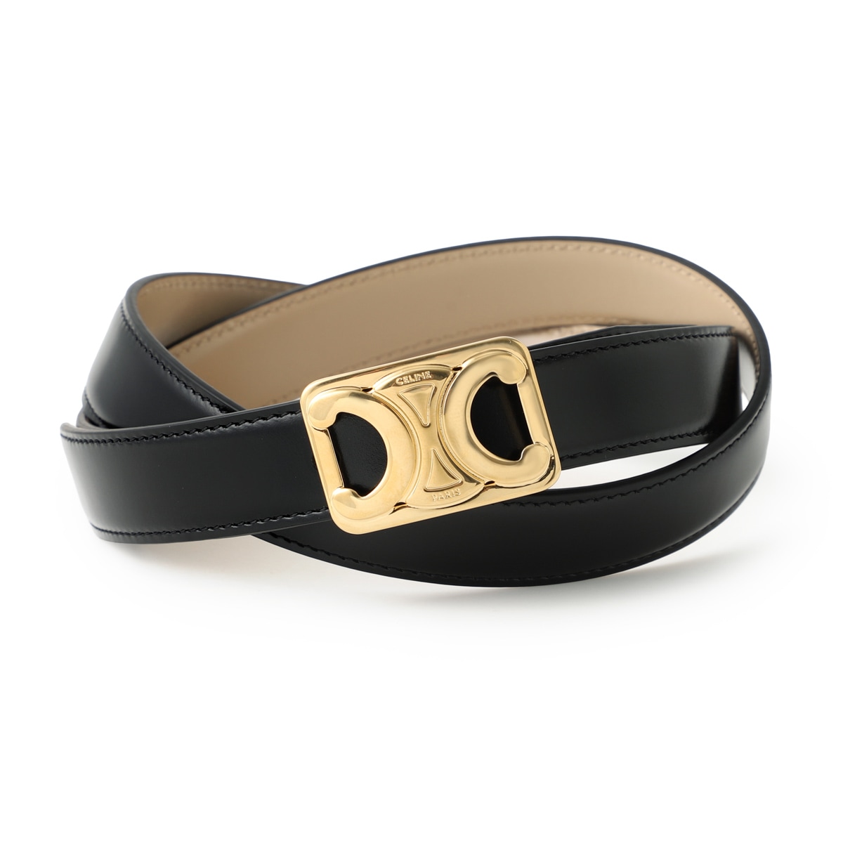 【美品】セリーヌ マカダム リバーシブル ベルト ゴールドブラック ホワイト CELINE セリーヌ リバーシブルベルト/REVERSIBLE MEDIUM 25MM