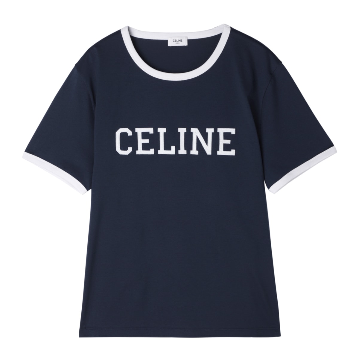 セリーヌ Tシャツ メンズ CELINE レギュラーTシャツ RX02R 507Z FYW4 ウォッシュドホワイト/ネイビー サイズM アウトレット】CELINE セリーヌ クルーネックTシャツ メンズ | メンズ