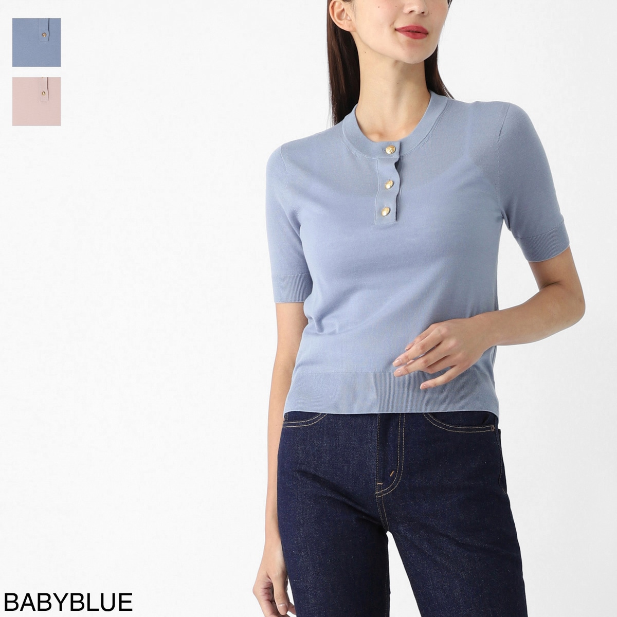 CELINE セリーヌ クルーネック半袖ニット レディース