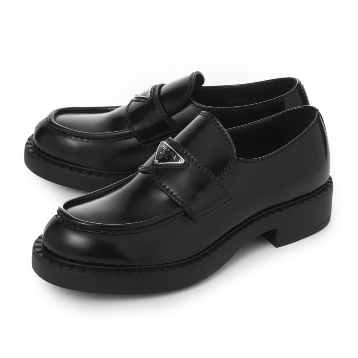 PRADA プラダ ローファー/CHOCOLATE BRUSHED LEATHER LOAFERS メンズ