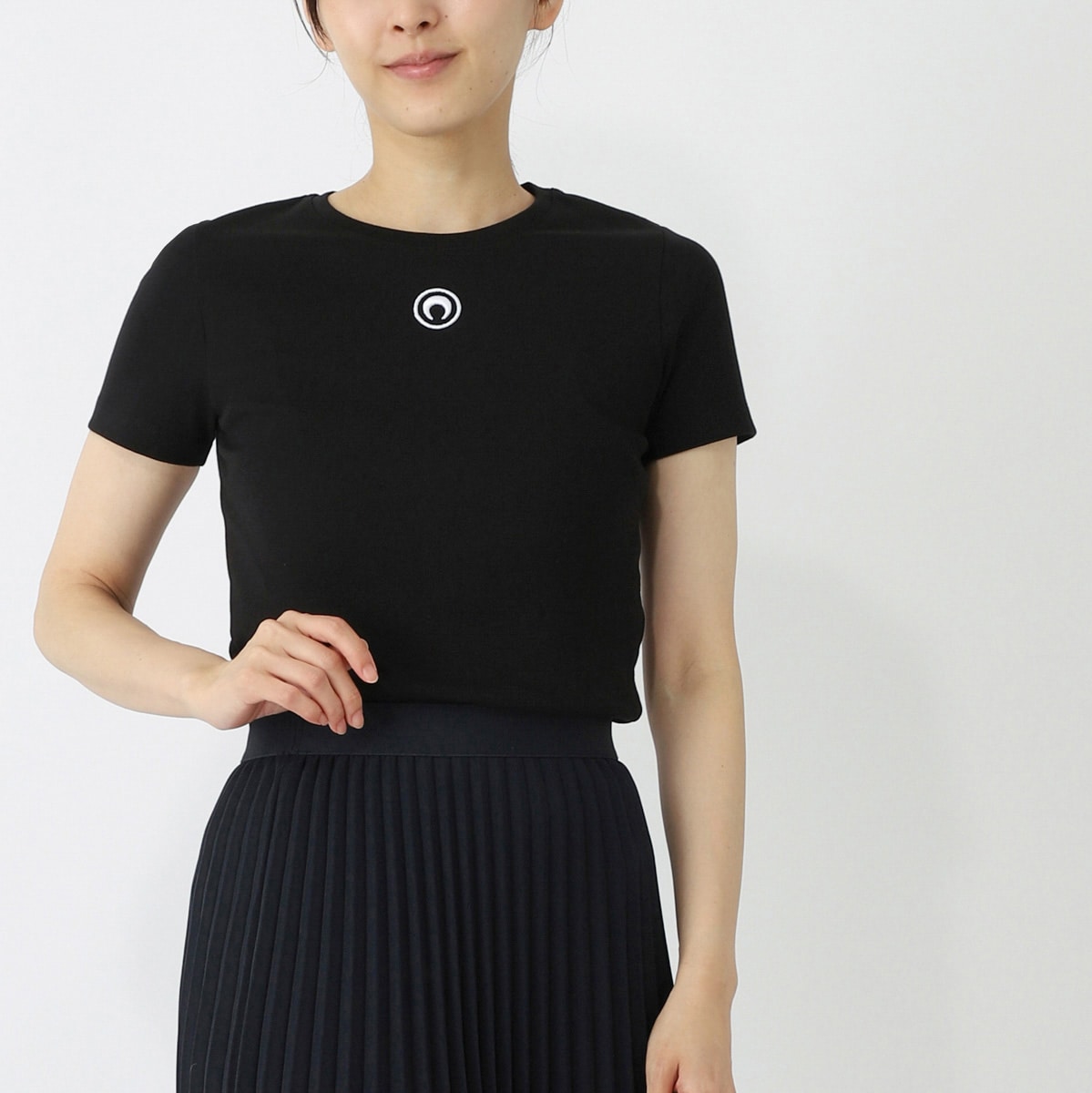 MARINE SERRE マリーン セル クルーネックTシャツ/MOON LOGO JERSEY BABY FIT T-SHIRT レディース