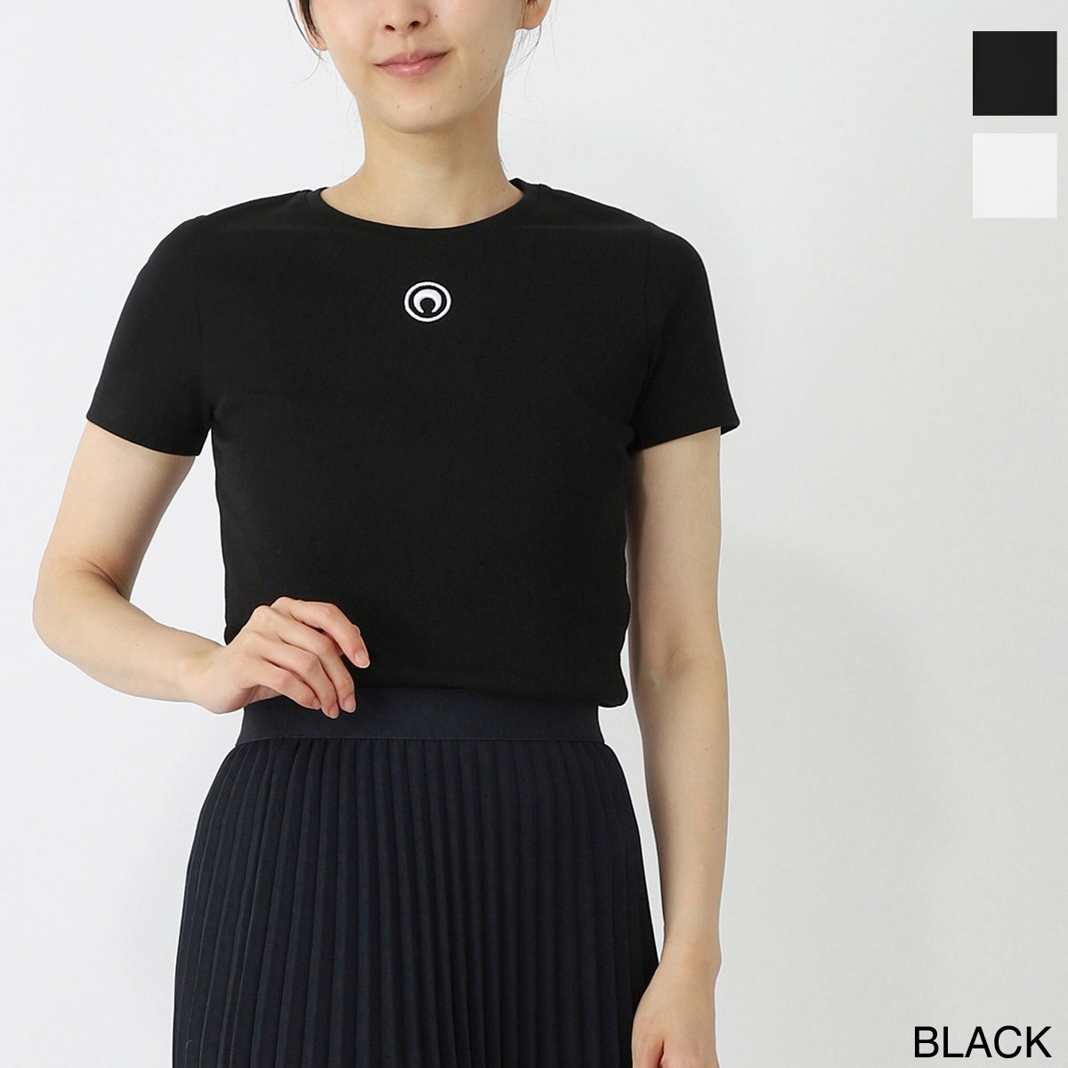 MARINE SERRE マリーン セル クルーネックTシャツ/MOON LOGO JERSEY BABY FIT T-SHIRT レディース