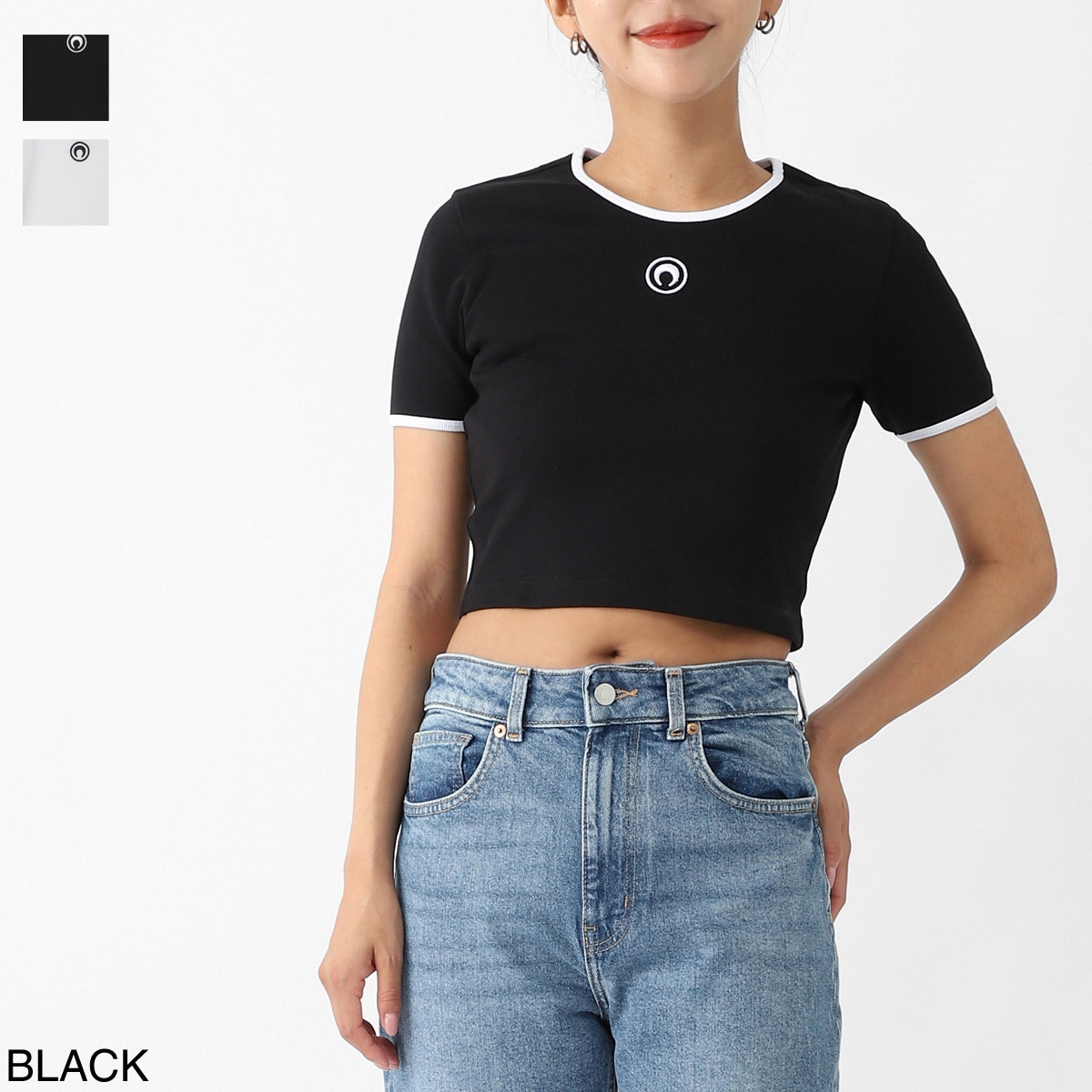 MARINE SERRE マリーン セル クルーネックTシャツ/MOON LOGO