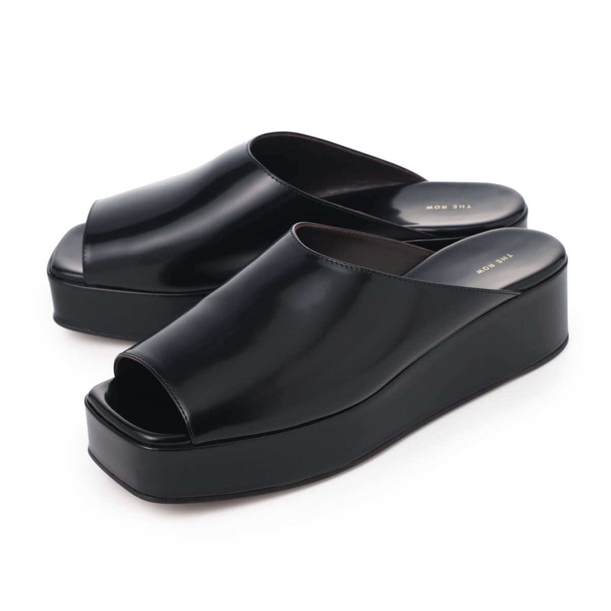 THE ROW wedgeストラップサンダル ブラック37.5 ザ ロウ WEDGE サンダル THE ROW wedgeストラップサンダル ブラック37.5