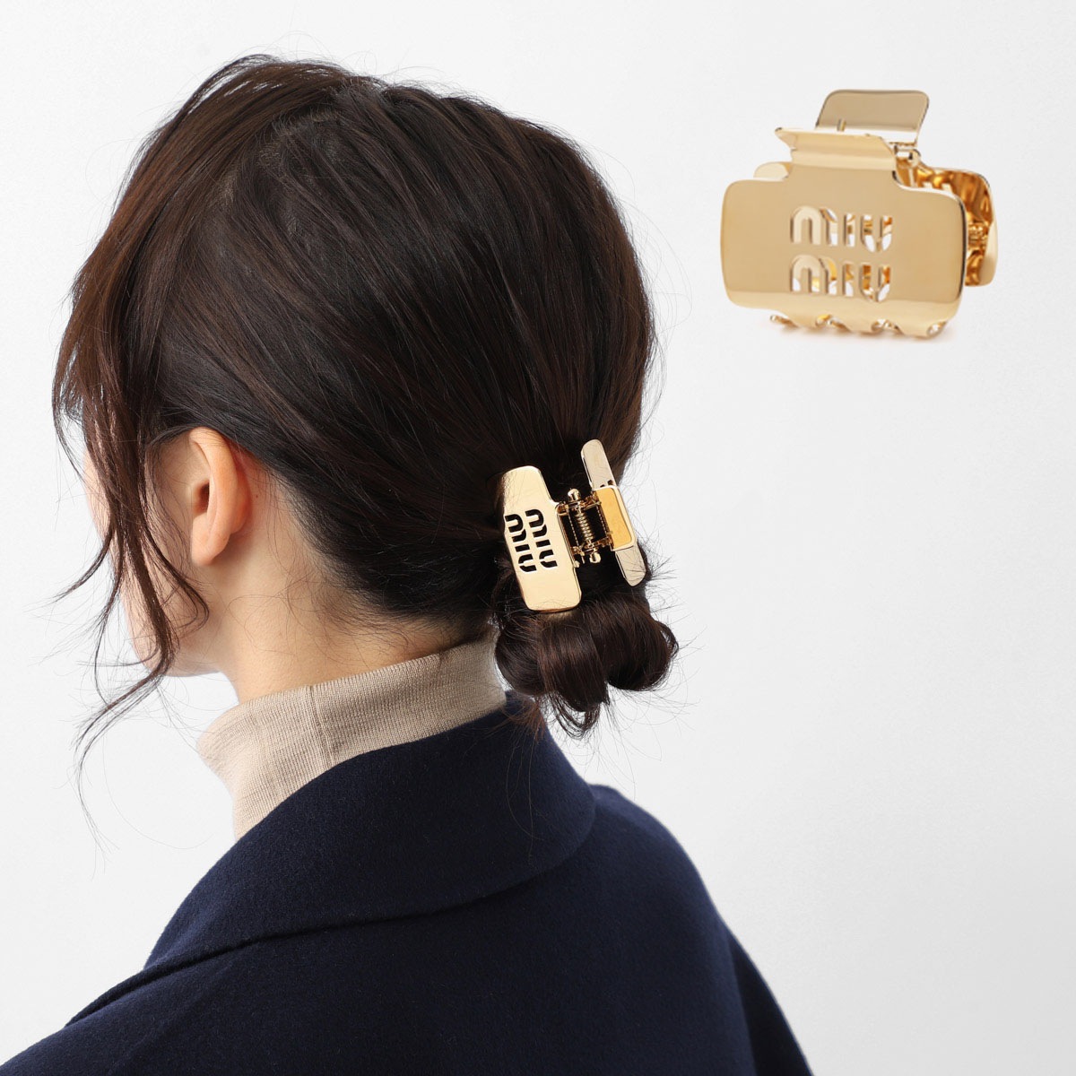 miu miu ミュウミュウ ヘアクリップ/クロウクリップ/ブラス ロゴ クロウクリップ レディース