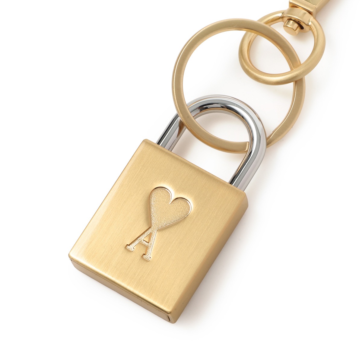 AMI アミ キーリング/バッグチャームゴールド/AMI DE COEUR PADLOCK KEYRING