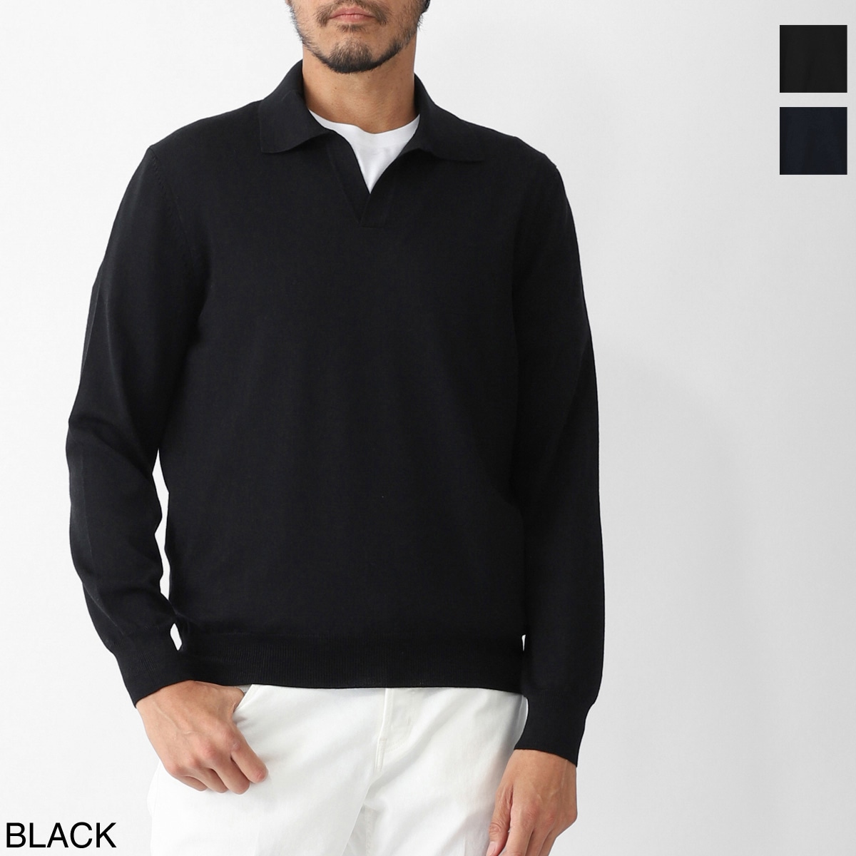 Gran Sasso グランサッソ 長袖ニットポロシャツ/ATHLEISURE【大きい