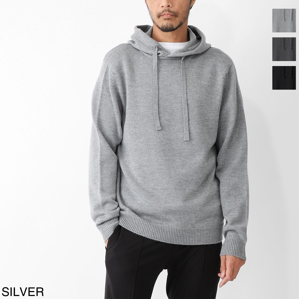 ジョンスメドレー　フーディニットパーカー　メリノウール　グレー　M JOHN SMEDLEY ジョンスメドレー ニット パーカ/フーディ/COZEN