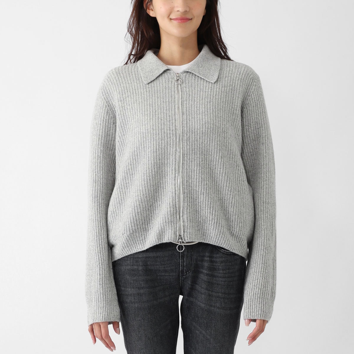 JOHN SMEDLEY ジョンスメドレー ジップアップ ニットブルゾン/DISLEY エコカシミヤ 7ゲージ レディース