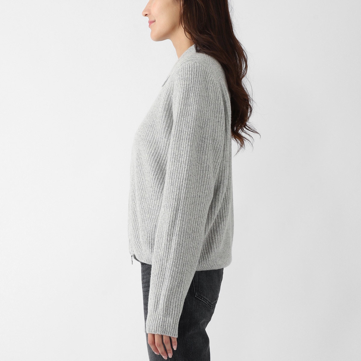 JOHN SMEDLEY ジョンスメドレー ジップアップ ニットブルゾン/DISLEY エコカシミヤ 7ゲージ レディース