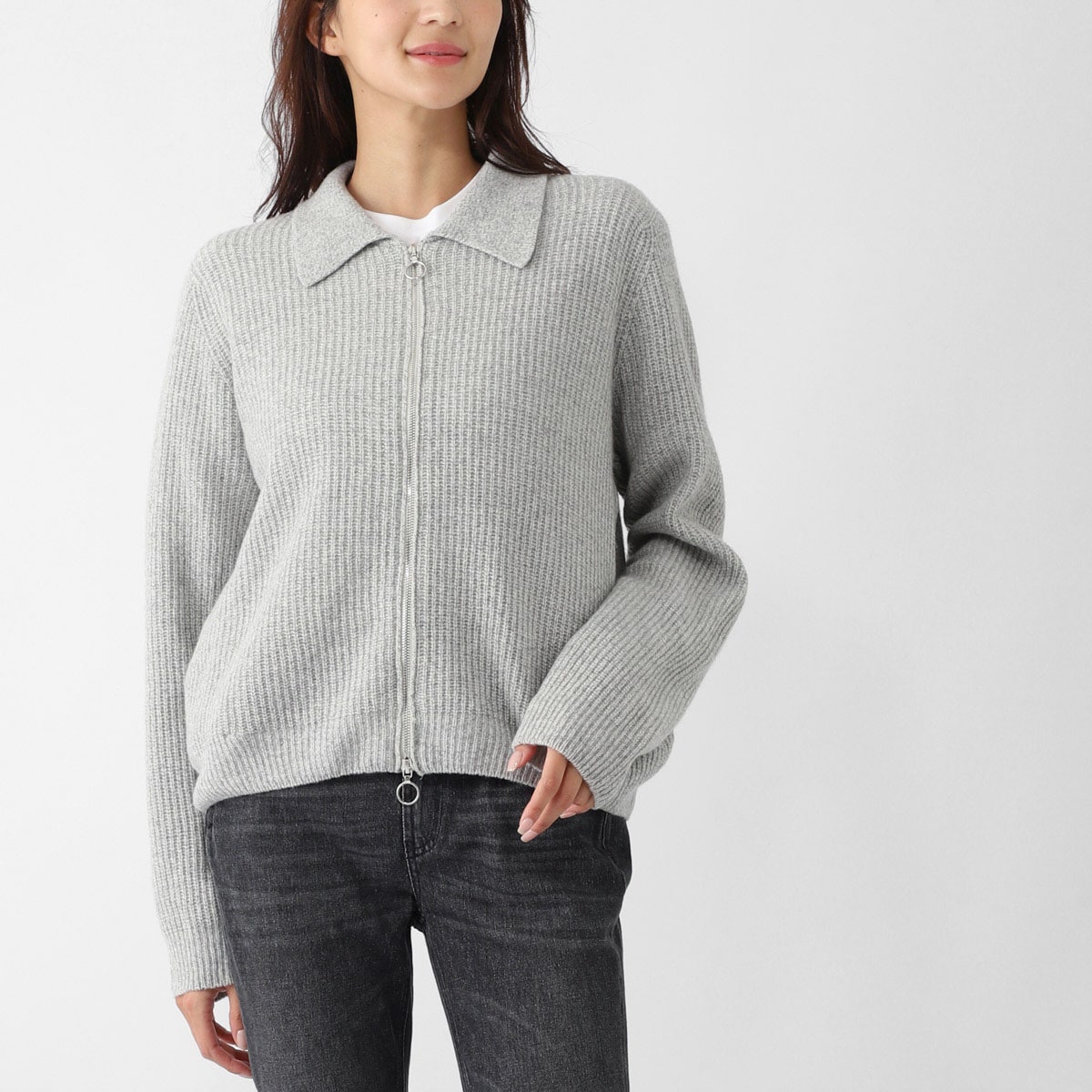 JOHN SMEDLEY ジョンスメドレー ジップアップ ニットブルゾン/DISLEY エコカシミヤ 7ゲージ レディース