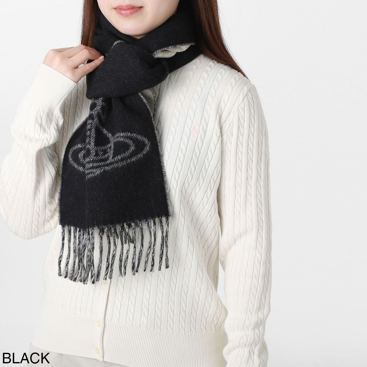 未使用ヴィヴィアン ウエストウッド スカーフ ブラック Vivienne Westwood ヴィヴィアンウエストウッド マフラー/スカーフ