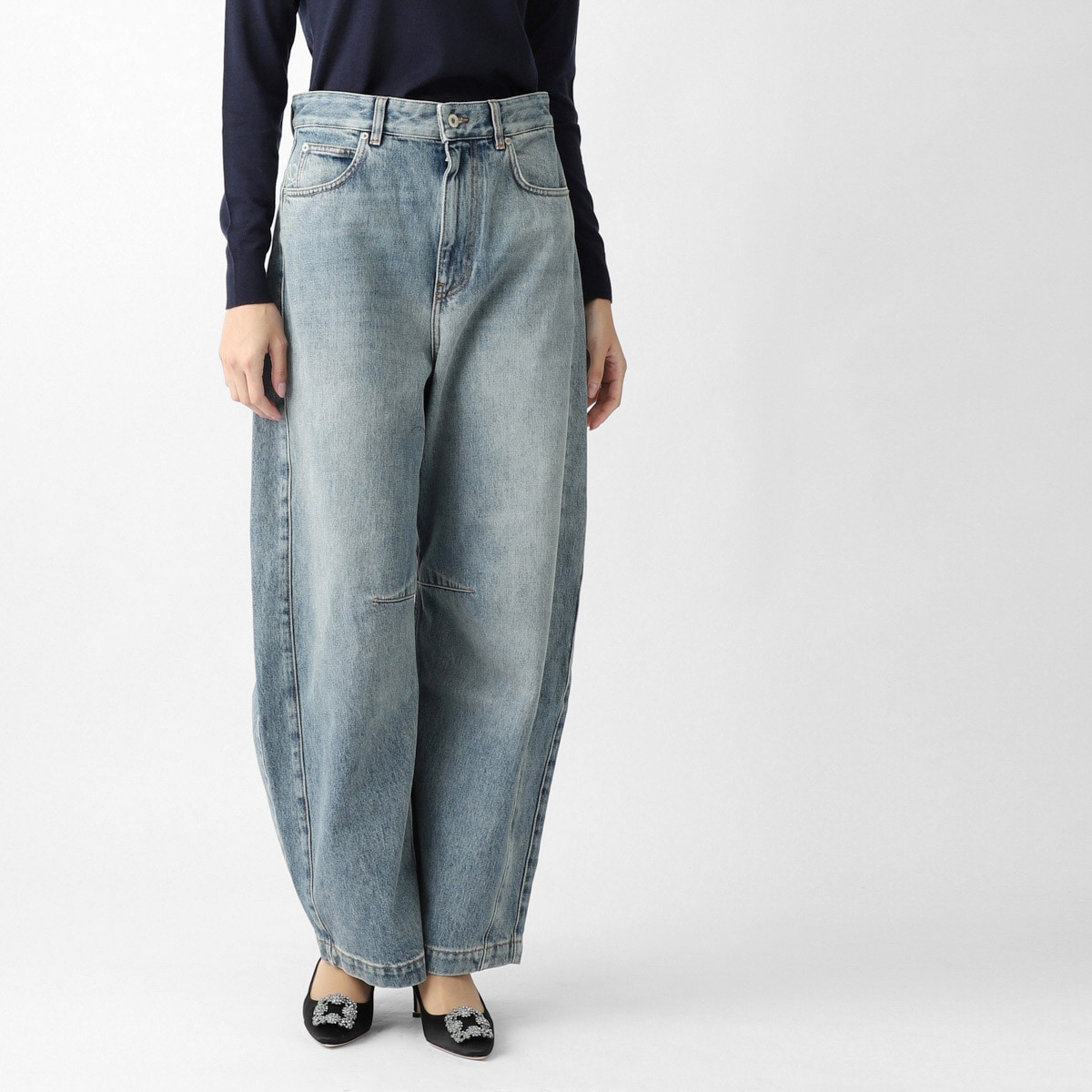 【アウトレット】【ラスト1点】LOEWE ロエベ ジップフライジーンズ/バレルジーンズ/ANAGRAM BARREL JEANS レディース