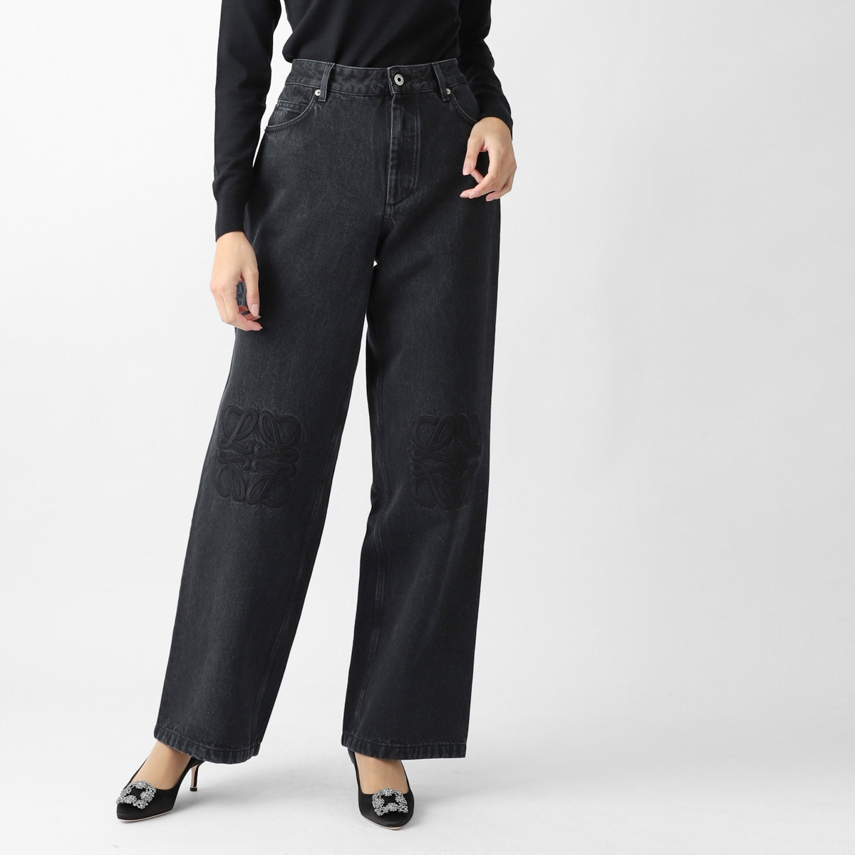 LOEWE ロエベ ジップフライジーンズ/バギージーンズ/ANAGRAM BAGGY JEANS AF レディース