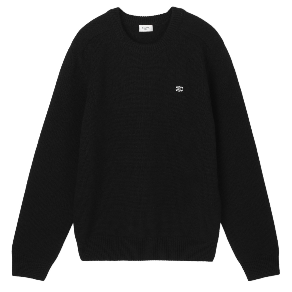 CELINE セリーヌ　ブラック クルーネックセーター ウール CELINE セリーヌ クルーネックニット/CREWNECK SWEATER メンズ