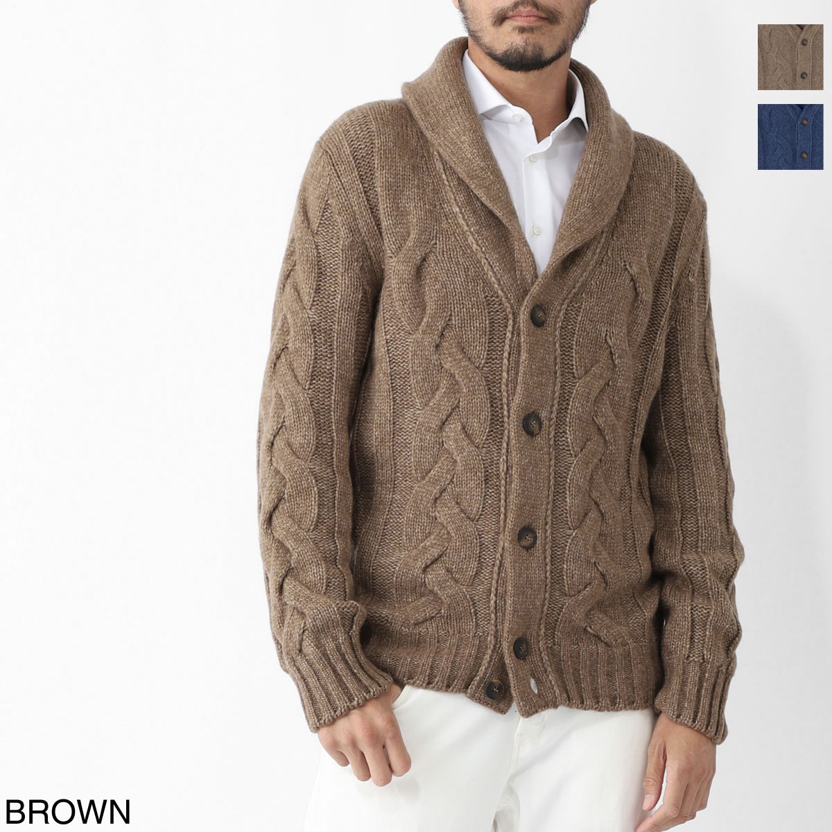 Gran Sasso グランサッソ ショールカラーニットカーディガン【大きい