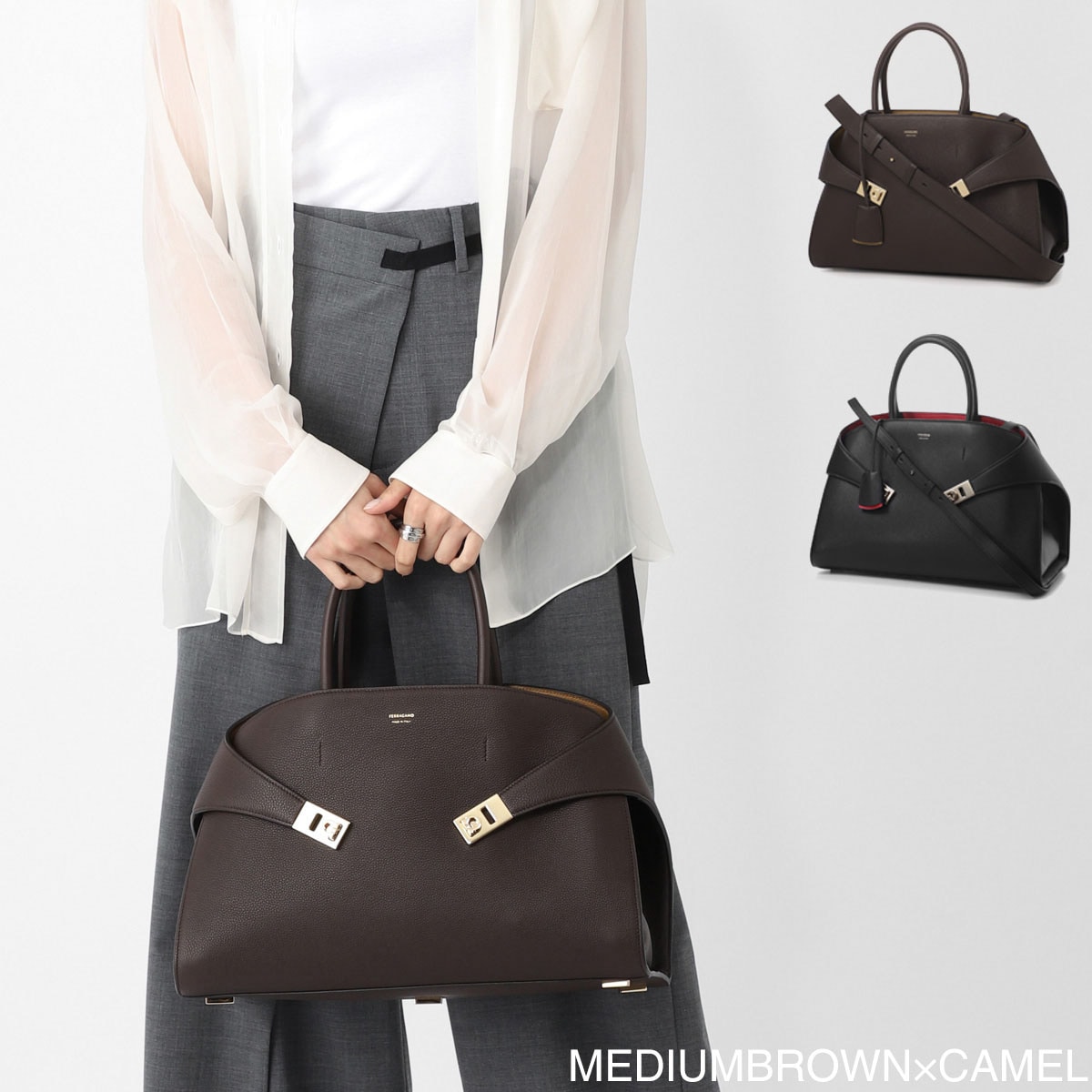 FERRAGAMO フェラガモ ハンドバッグ 2WAY/ショルダーバッグ/HUG LARGE