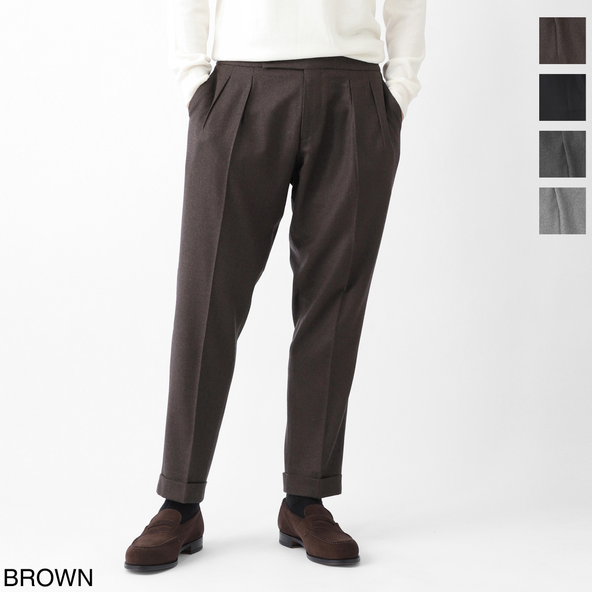 BERWICH ベルウィッチ ツープリーツ スラックス/ウールパンツ/SCOTCH LIGHT MELANGE WOOL メンズ