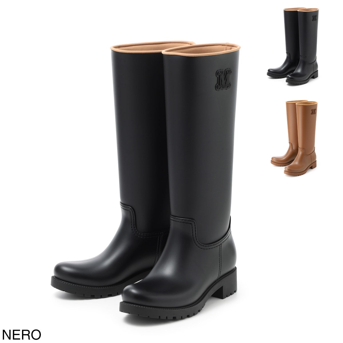 Max Mara マックスマーラロングブーツレザー黒美品 Max Mara マックスマーラ ロングブーツ/レインブーツ/RAIN レディース