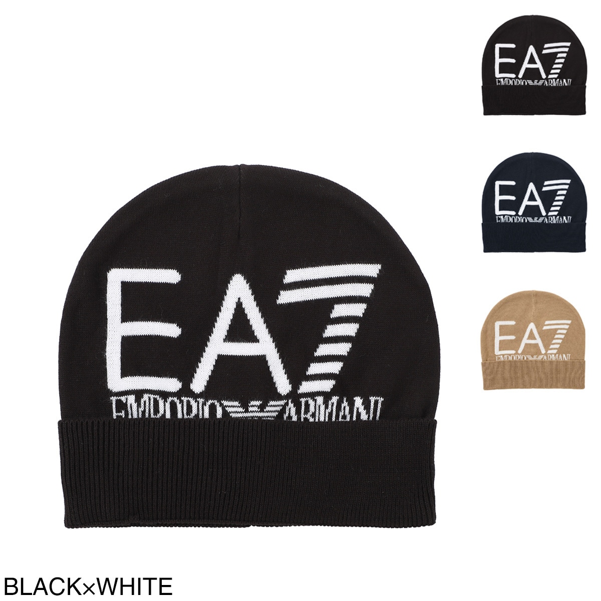 【ネコポス対応(1点まで)】EA7 EMPORIO ARMANI エンポリオアルマーニ ニットキャップ/ビーニー/VISIBILITY BEANIE WITH EA7 OVERSIZED LOGO メンズ