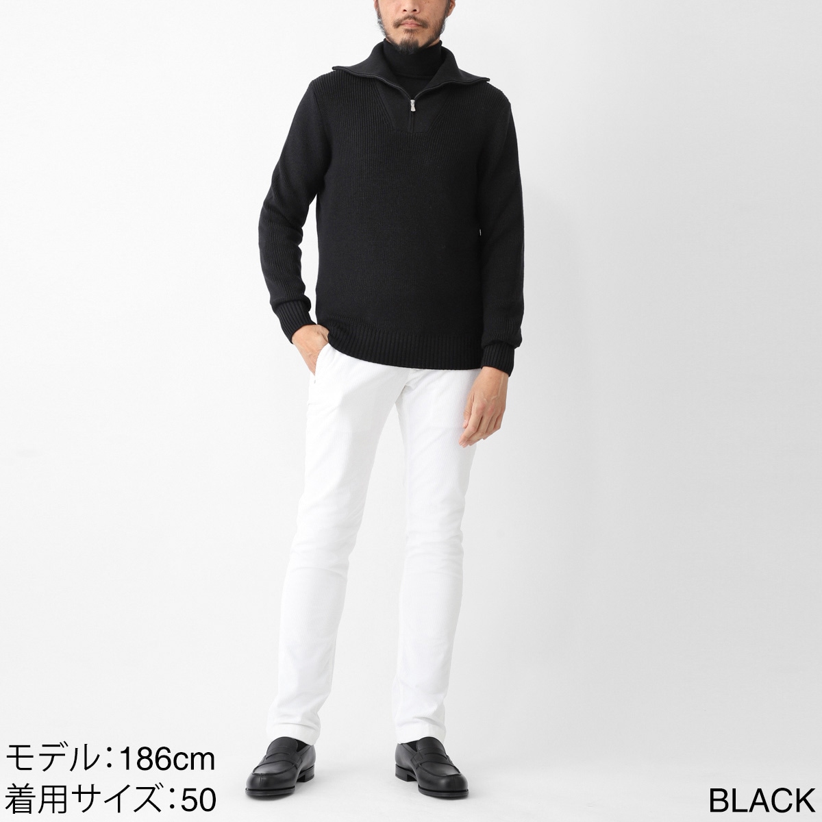 Gran Sasso グランサッソ ハーフジップニット/LUPO M/L ZIP【大きい