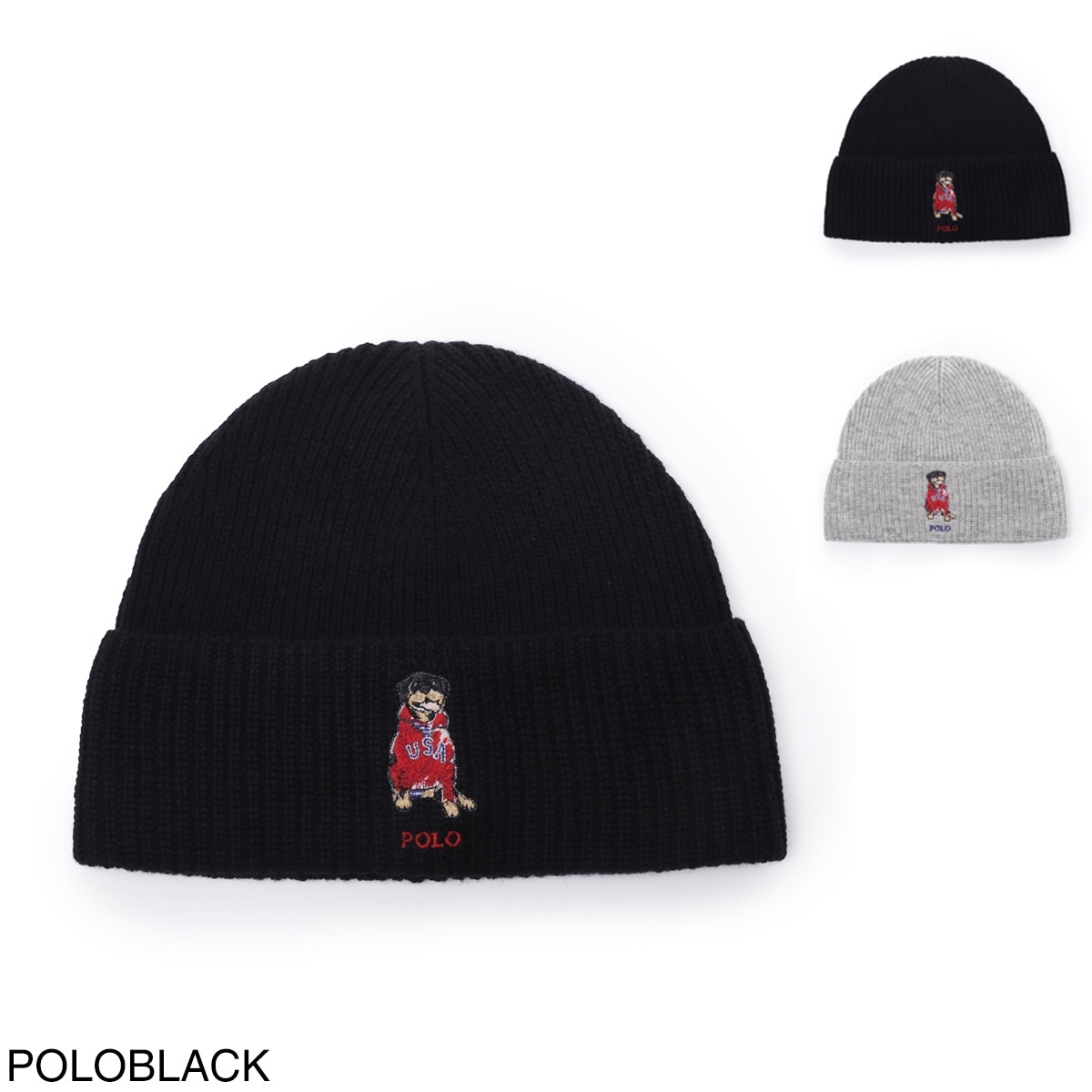 【ネコポス対応(2点まで)】POLO RALPH LAUREN ポロラルフローレン ニットキャップ/ビーニー/USA DOG BEANIE