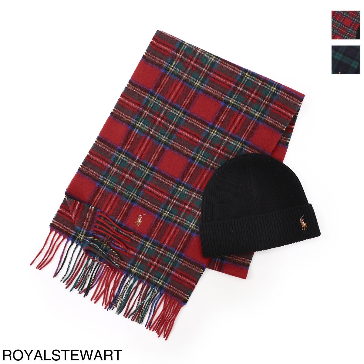 POLO RALPH LAUREN ポロラルフローレン マフラー ニットキャップ セット/HOLIDAY PLAID BOXED GIFT-SET
