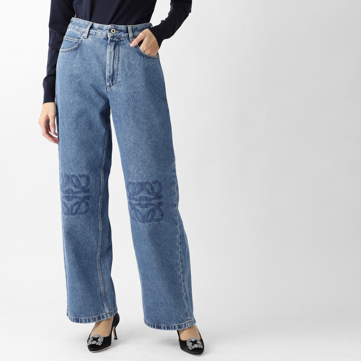 LOEWE ロエベ ジップフライジーンズ/バギージーンズ/ANAGRAM BAGGY JEANS レディース