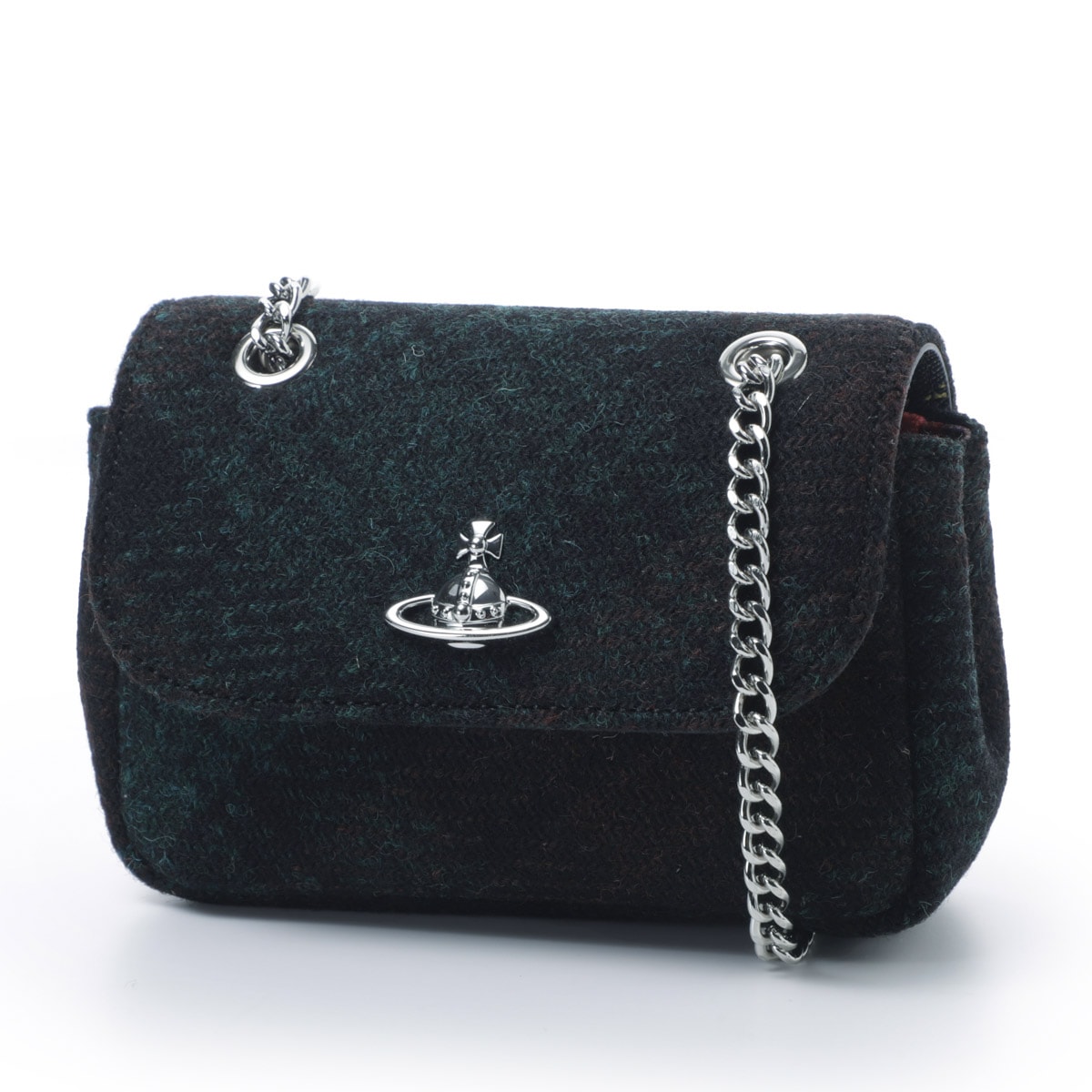 Vivienne Westwood ヴィヴィアンウエストウッド ショルダーバッグ/ミニバッグ/HARRIS TWEED CHECK SMALL PURSE CHAIN レディース
