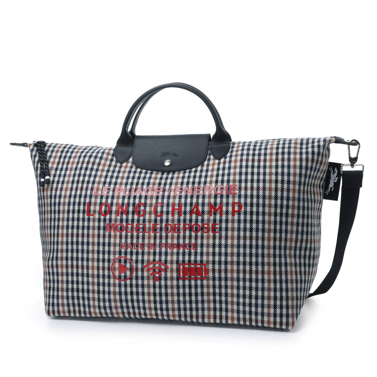 LONGCHAMP ロンシャン トートバッグ 2WAY/トラベルバッグ/LE PLIAGE PIED DE POULE TRAVEL BAG L ル プリアージュ トラベル L レディース