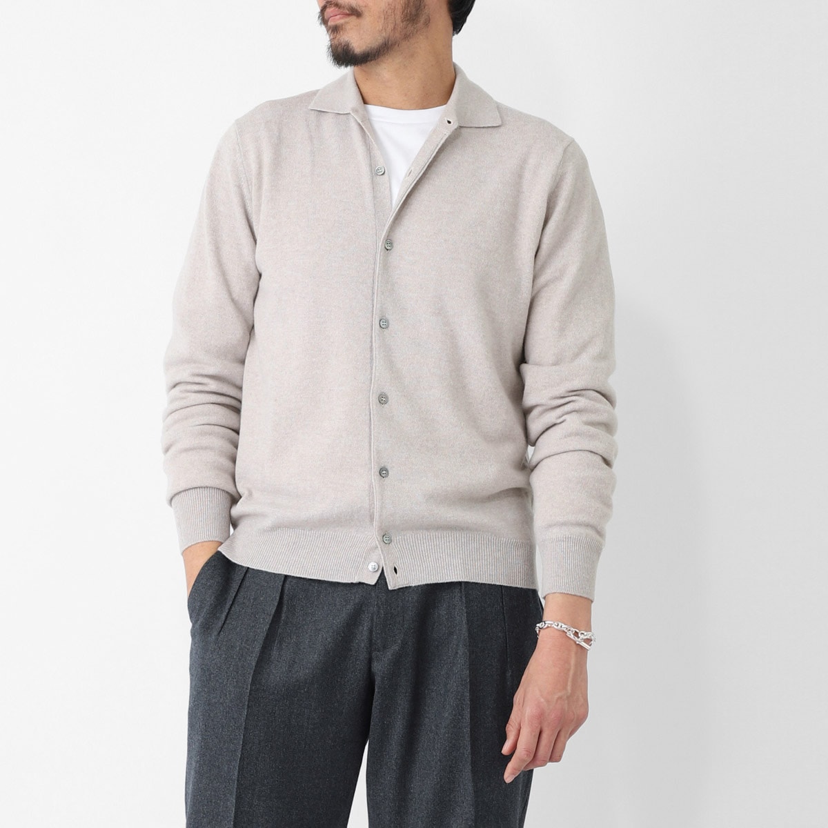 FILIPPO DE LAURENTIIS フィリッポ デ ローレンティス 長袖ニットシャツ/CAMICIA ML LANA CASHMERE【大きいサイズあり】 メンズ