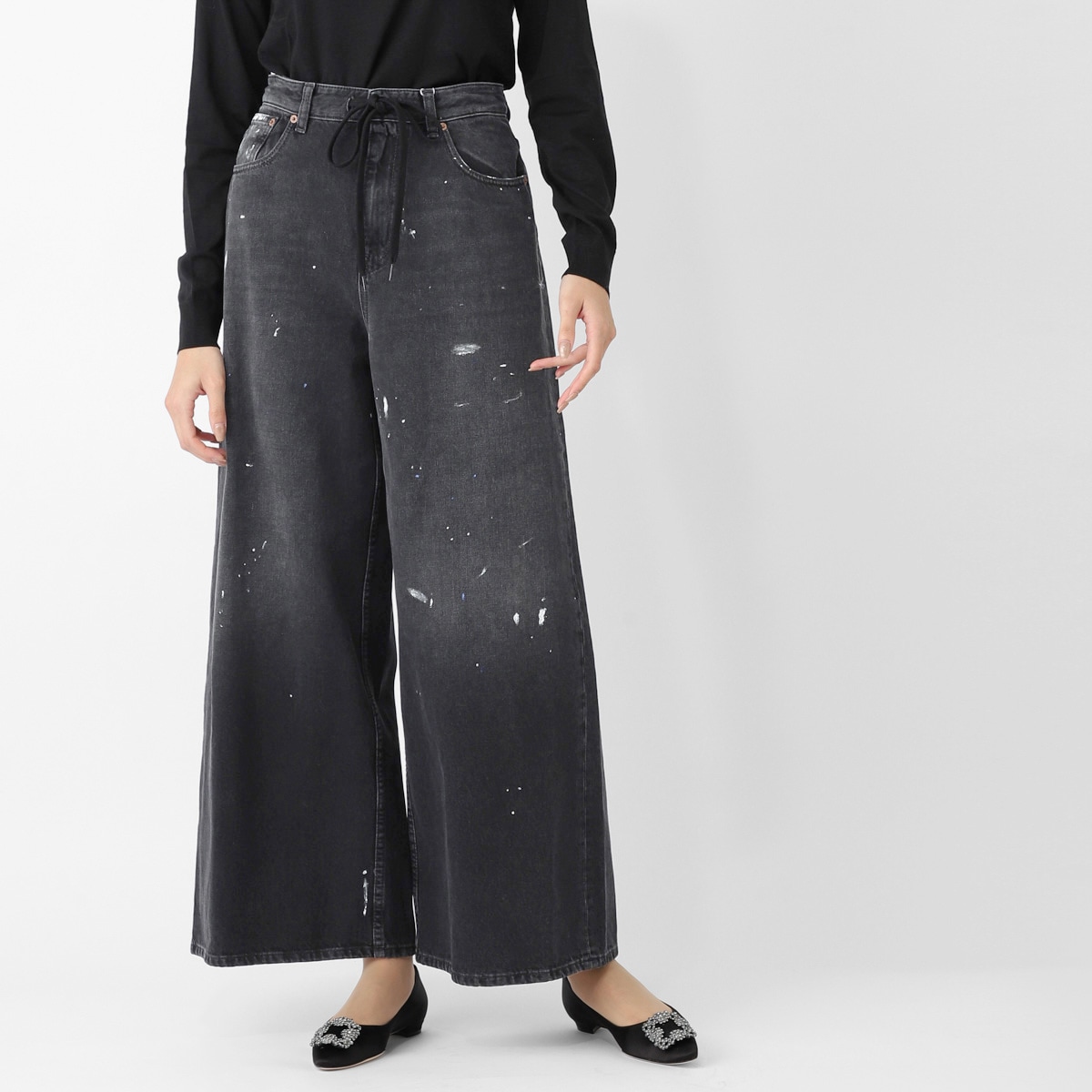 MM6 Maison Margiela エムエム 6 メゾンマルジェラ ジップフライジーンズ/WIDE-LEG JEANS レディース メンズ デニムパンツ ワイドレッグ ジーパン Gパン
