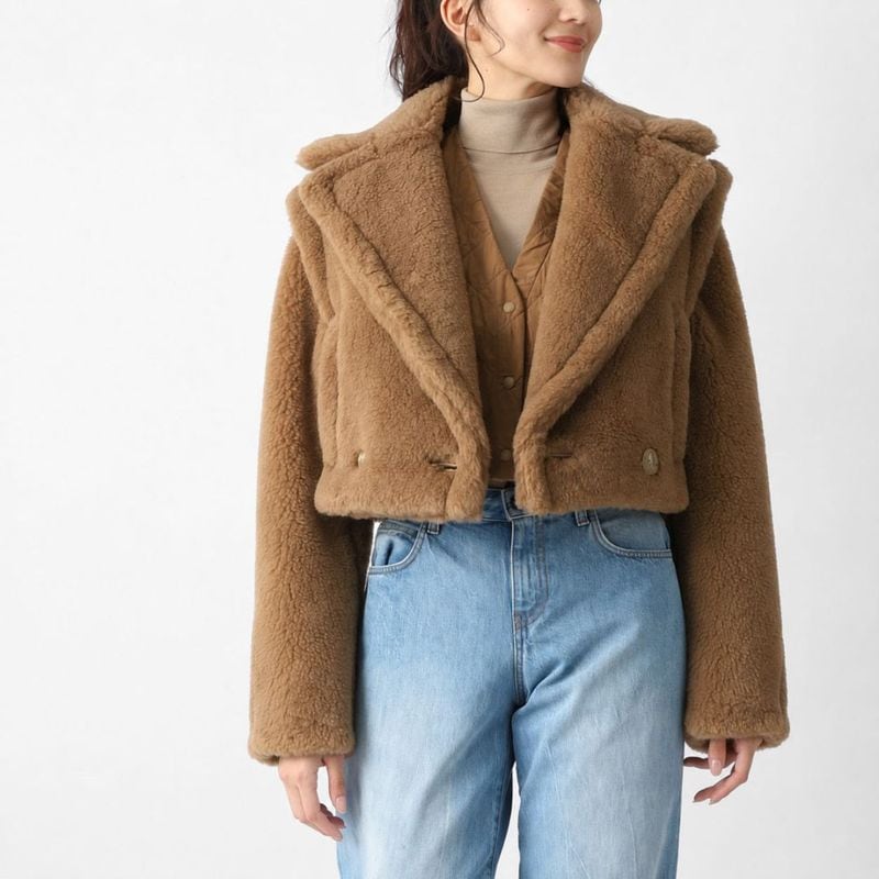 Max Mara マックスマーラ ショートコート/テディベアコート 2WAY/SANTOS サントス テディベア 2WAY クロップド ジャケット【大きいサイズあり】 レディース