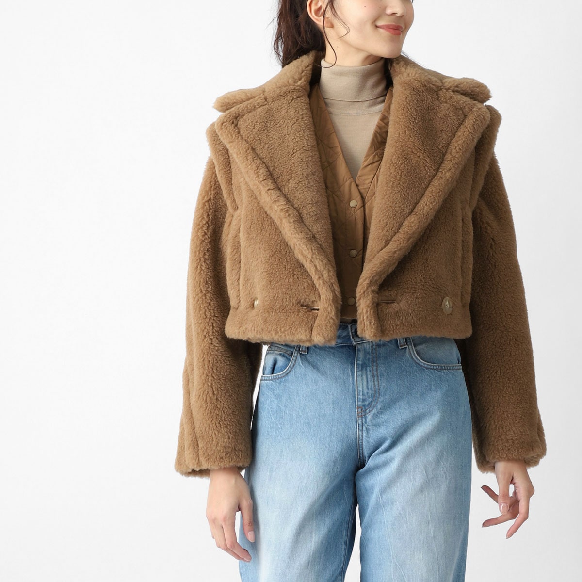 2way☆マックスマーラステュディオ　ショートコート　つけ襟　キャメル　近年 マックスマーラ ステュディオ Max Mara Studio MAX MARA Studio