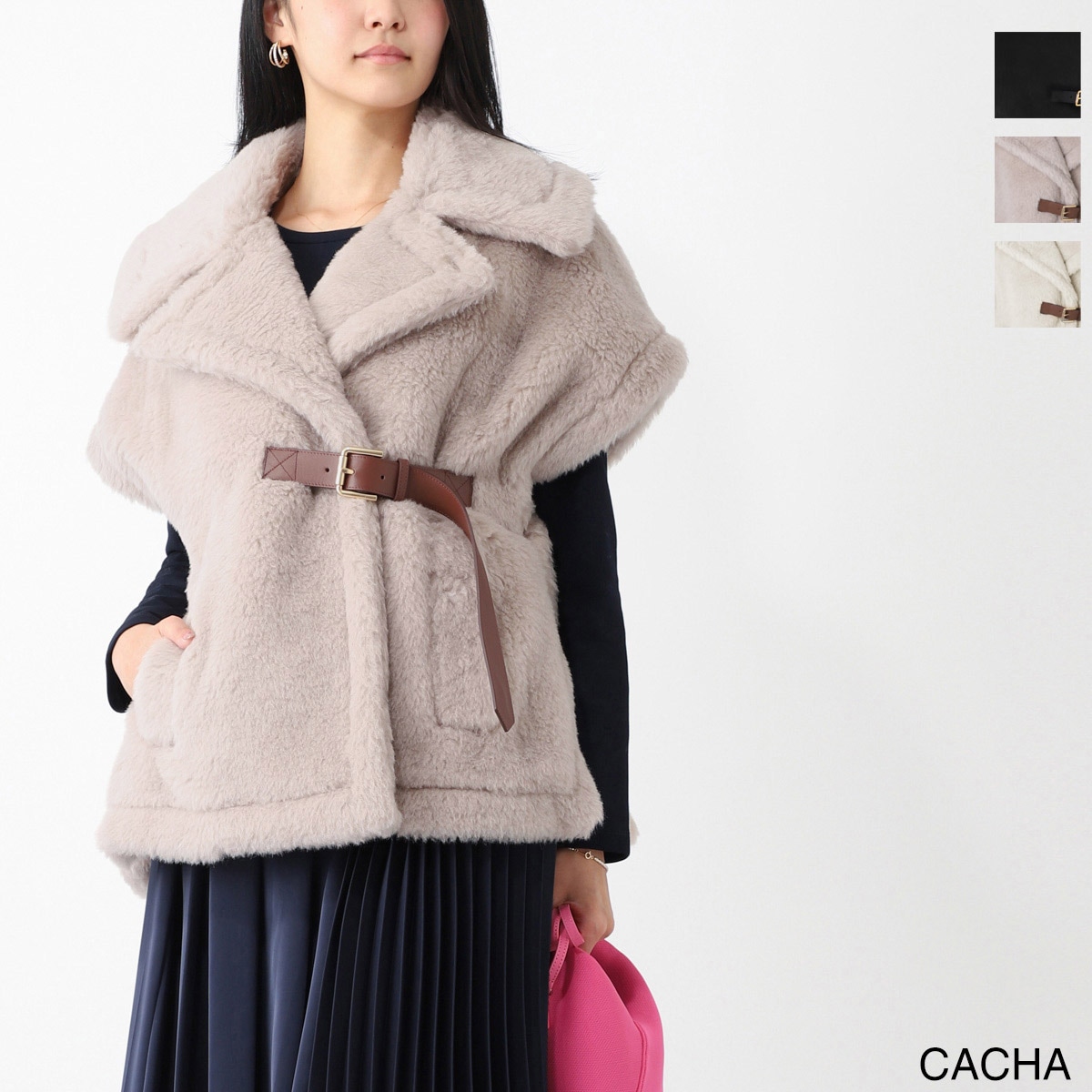 Max Mara マックスマーラ ケープ/ポンチョ/NEWABAVO1 ニューアバボ テディベア ケープ ファー ボア レディース