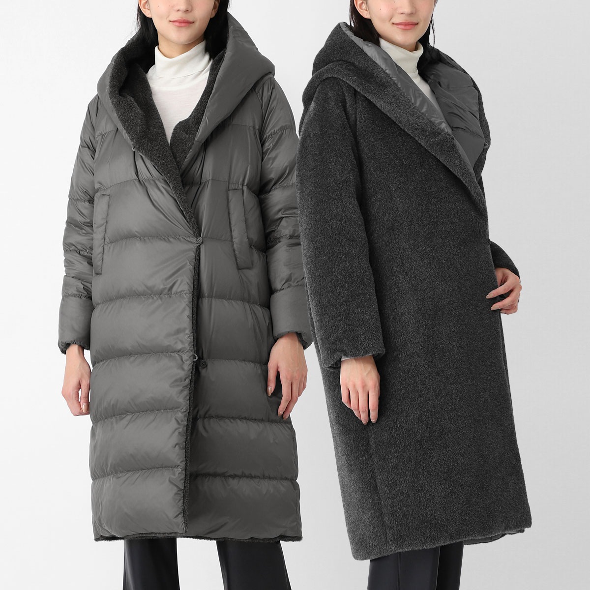 【アウトレット】【ラスト1点】MAX MARA THE CUBE マックスマーラ ザ・キューブ ダウンコート/ORION アルパカ ウール リバーシブル ロング【大きいサイズあり】 レディース
