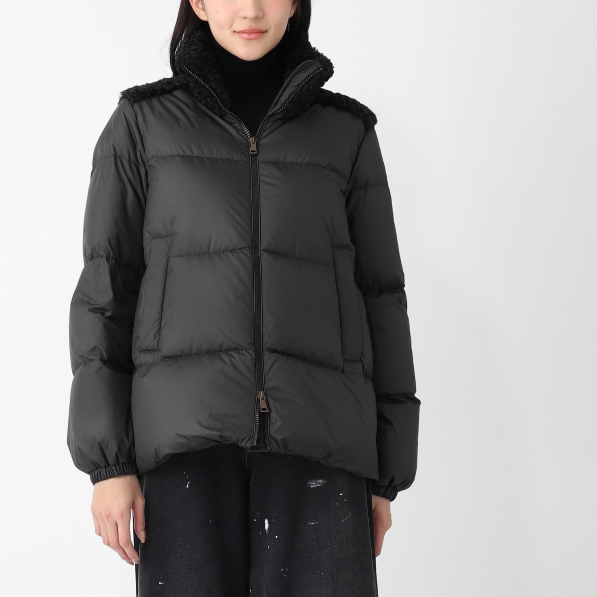 専用です。　　フラヴィエンヌ　ノーカラー　ダウンジャケット　ネイビー MONCLER（モンクレール） FLAVIENNE ノーカラーダウンジャケット