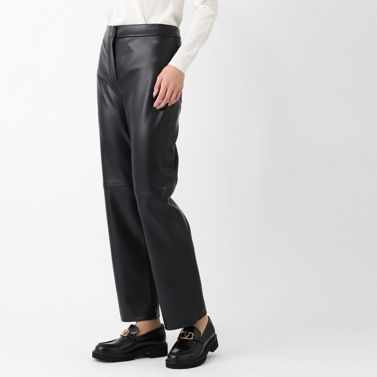 【アウトレット】【ラスト1点】S Max Mara エスマックスマーラ フレアパンツ/フェイクレザーパンツ/SUBLIME レザールック スリム パンツ レディース