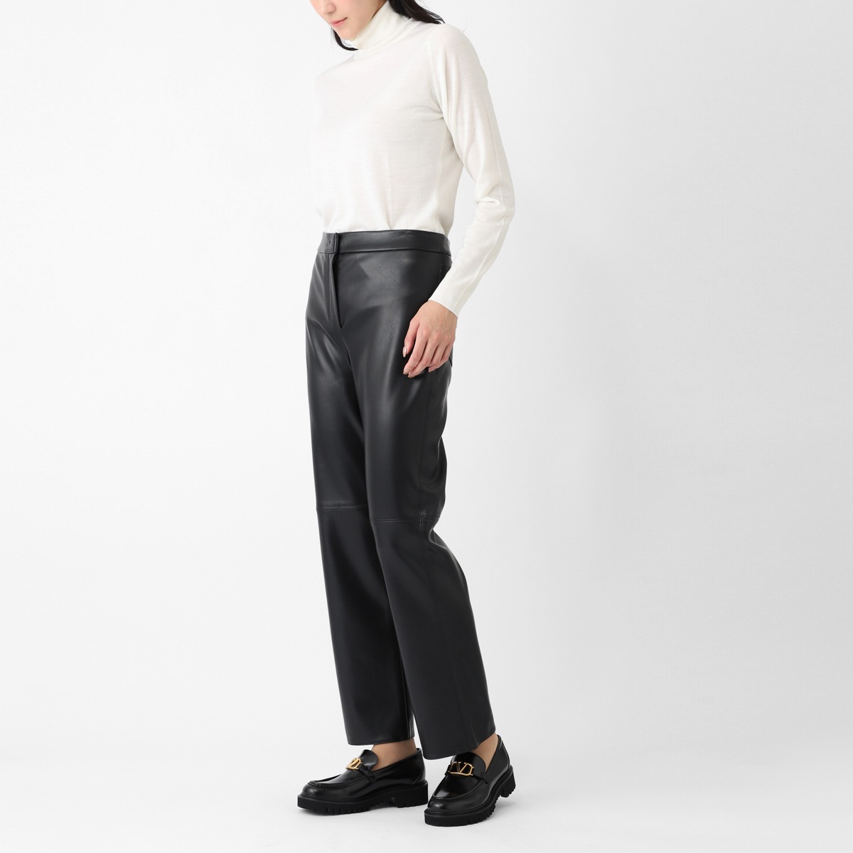 【アウトレット】【ラスト1点】S Max Mara エスマックスマーラ フレアパンツ/フェイクレザーパンツ/SUBLIME レザールック スリム パンツ レディース