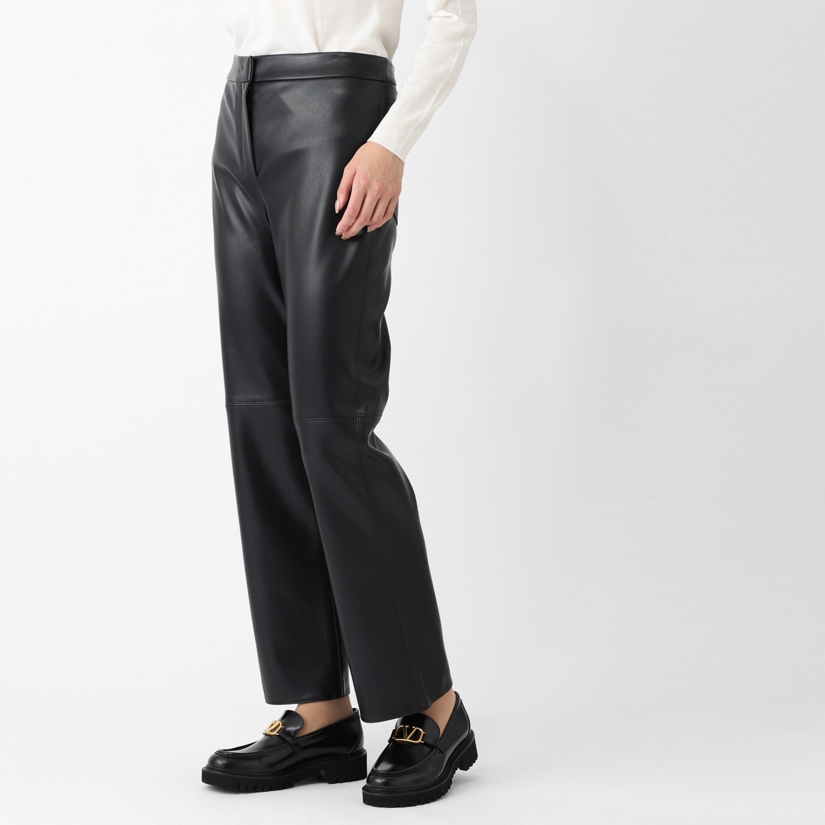 【アウトレット】【ラスト1点】S Max Mara エスマックスマーラ フレアパンツ/フェイクレザーパンツ/SUBLIME レザールック スリム パンツ レディース