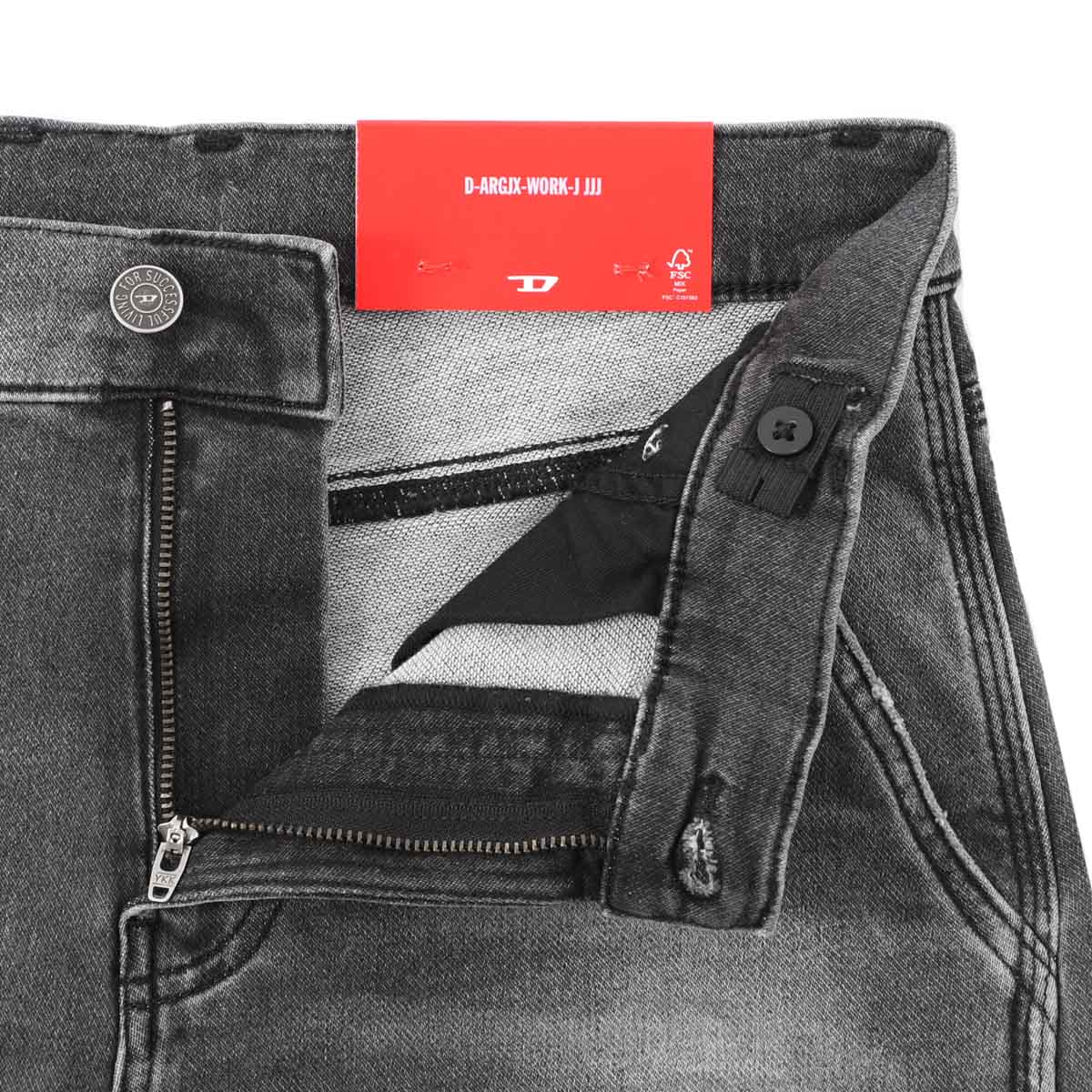 【アウトレット】DIESEL ディーゼル ジップフライジーンズ/KIDS キッズ ガールズ/D-ARGJX-WORK-J JJJ ストレート ワイドデニムパンツ パッチ ピスネーム ウォッシュ加工 レディース