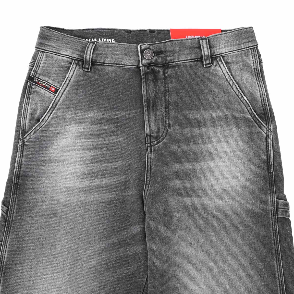 【アウトレット】DIESEL ディーゼル ジップフライジーンズ/KIDS キッズ ガールズ/D-ARGJX-WORK-J JJJ ストレート ワイドデニムパンツ パッチ ピスネーム ウォッシュ加工 レディース