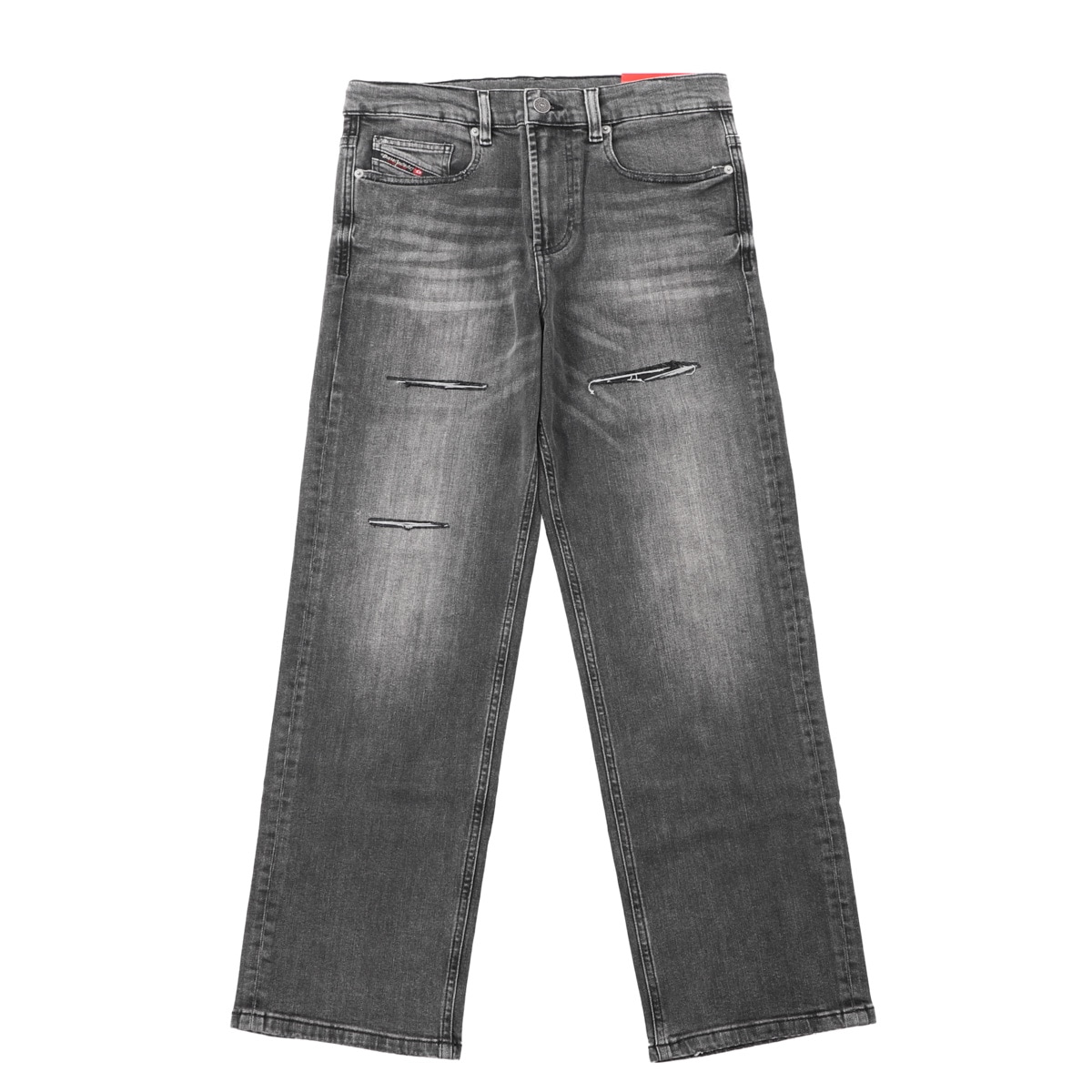 DIESEL ディーゼル ジップフライジーンズ/KIDS キッズ ガールズ ボーイズ/D-MAKI-J ストレートデニムパンツ クラッシュ加工 リラックス レディース