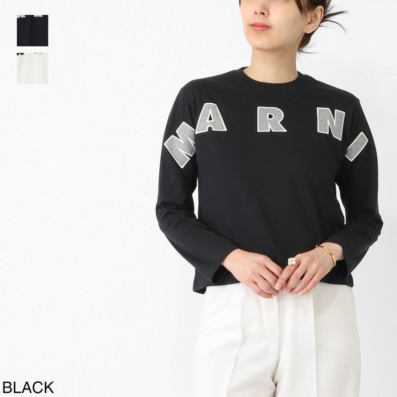 MARNI マルニ クルーネック 長袖Tシャツ/KIDS キッズ ガールズ/ロンT ロゴ レディース